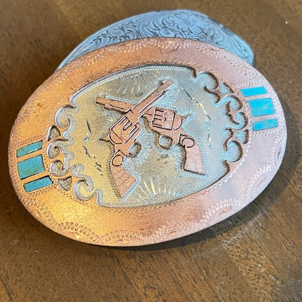 Vtg Johnson Held Hand Made Cowboy Belt Buckle